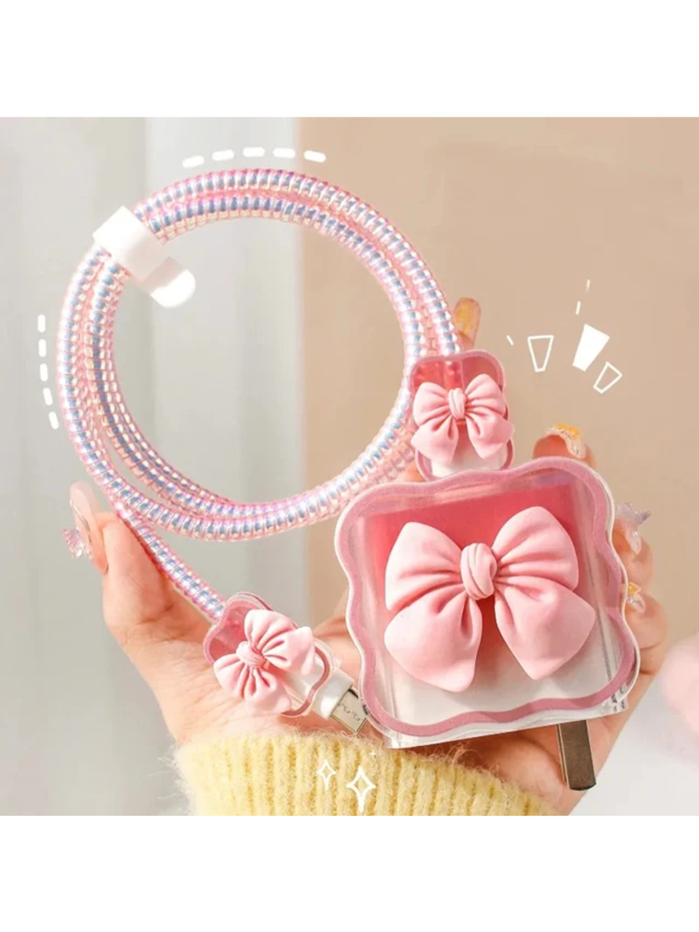 Pink Bow iPhone Charger Cable Protector P17